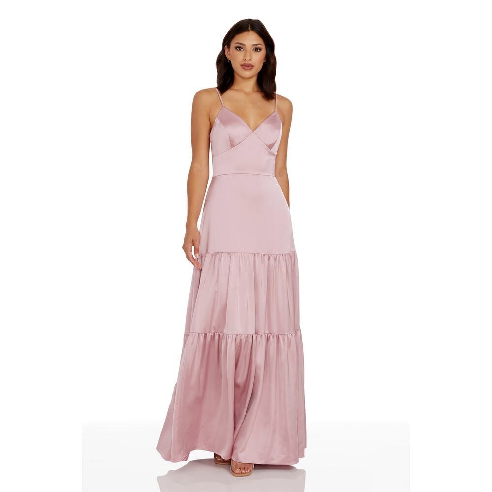 Dress the Population V-Neck Fit & Flare Tiered Tess Dress Rose Canyon XXL NWT